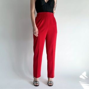 Deadstock 90s light cherry red microsuede high waisted tapered trouser pants
